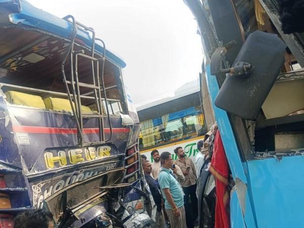 Scene of accident at Chanderkot in Ramban district, in which 36 Amarnath pilgrims injured Accident
