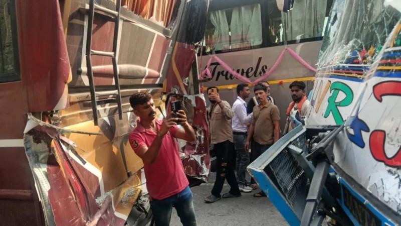 Scene of accident at Chanderkot in Ramban district, in which 36 Amarnath pilgrims were injured Accident
