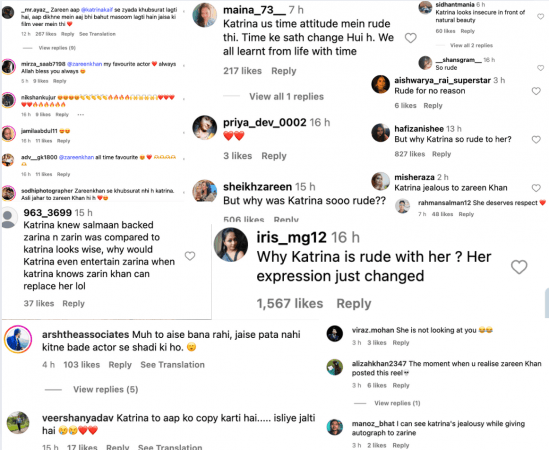 This is what the comment section of the throwback video looked like. Katrina Kaif-Zareen Khan
