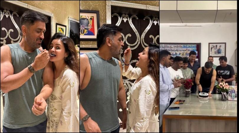 MS Dhoni Turns 44: Celebrates cosy birthday with wifey Sakshi Dhoni, close friends, asks 'Kaat De?' before cutting cake MS Dhoni Turns 44: Celebrates cosy birthday with wifey Sakshi Dhoni, close friends, asks 'Kaat De?' before cutting cake