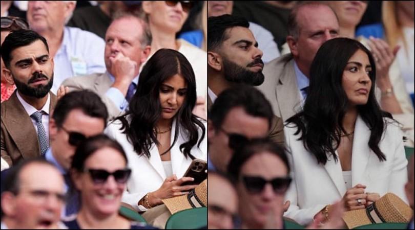 Virat Kohli, Anushka Sharma's bored, disinterested expressions during Novak Djokovic match Wimbledon ignites meme fest Virat Kohli, Anushka Sharma's bored, disinterested expressions during Novak Djokovic match Wimbledon ignites meme fest