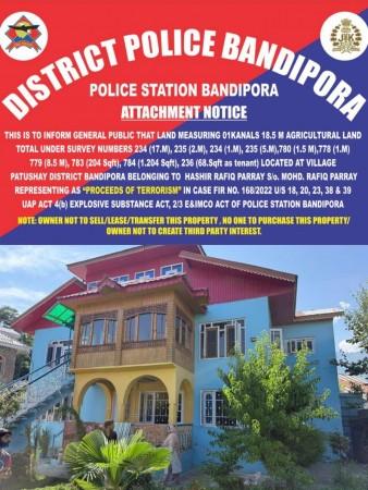 Property of a terrorist seized in Bandipora area of Kashmir Property Seized