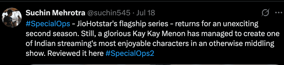 Special Ops Review: Kay Kay Menon disappoints in lacklustre sequel; ineffective dialogues fail to impress Special Ops Review: Kay Kay Menon disappoints in lacklustre sequel; ineffective dialogues fail to impress