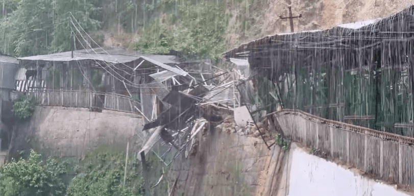 A view of the damaged track of Mata Vaishno Devi Track