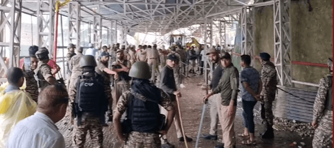 Security forces deployed on the track of Mata Vaishno Devi after landslides struck the route. Track