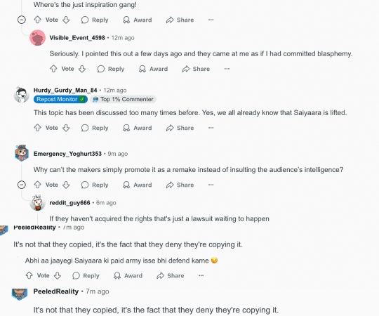 This is what the comment section of the discourse looked like. Saiyaara-Korean film