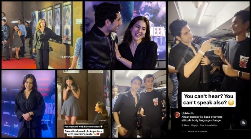 Sarzameen screening: Ibrahim Ali Khan interacts with dumb and mute fan in sign language; Sara Ali khan 's sandal breaks; fans say, 'PR tactics' Sarzameen screening: Ibrahim Ali Khan interacts with dumb and mute fan in sign language; Sara Ali khan 's sandal breaks; fans say, 'PR tactics'