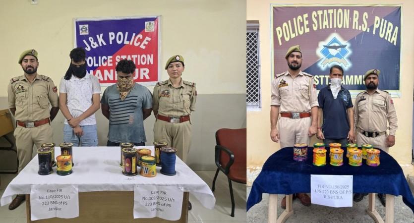 Shopkeepers arrested by Jammu Police for selling banned dangerous Chinese thread Arrested