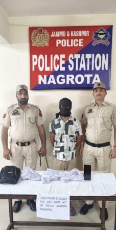 Terror associate arrested with three pistols by Nagrota Police in Jammu Terror associate
