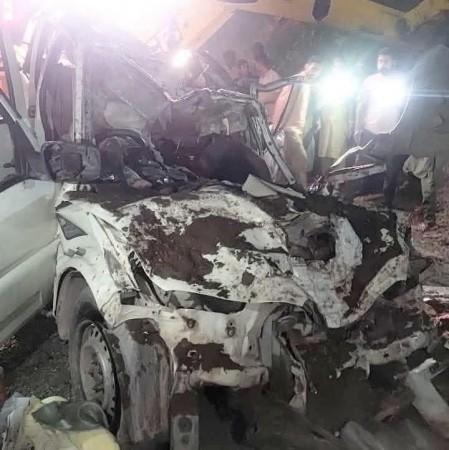 Picture of the ill-fated vehicle in which Rajinder Singh Rana was travelling with his family. vehcile