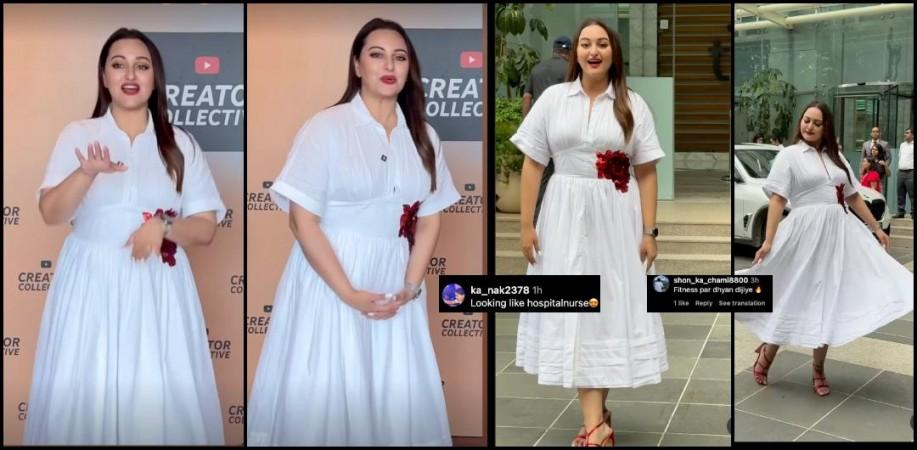 Sonakshi Sinha brutally fat-shamed for wearing white gown with bold rose Embellishment at recent event Sonakshi Sinha brutally fat-shamed for wearing white gown with bold rose Embellishment at recent event
