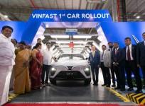 TN CM M K Stalin, Pham Sanh Chau, VinFast - CEO Asia, along with government officials at the opening ceremony of the first electric vehicle plant of VinFast India in Thoothukudi.