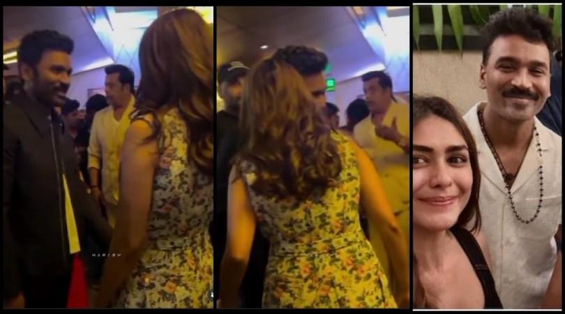 Are Dhanush and Mrunal Thakur dating? Duo caught romantically hold hands, whispering in each other's ears - IBTimes India