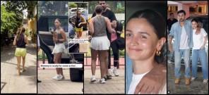 Alia Bhatt bumps into people during pickleball practice; Ranbir grabs her neck during photo-op; netizens say 'She looks sad, unhappy'
