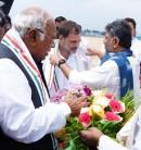 Election 'fraud' protest: Rahul Gandhi arrives in B'luru; tight security at State EC
