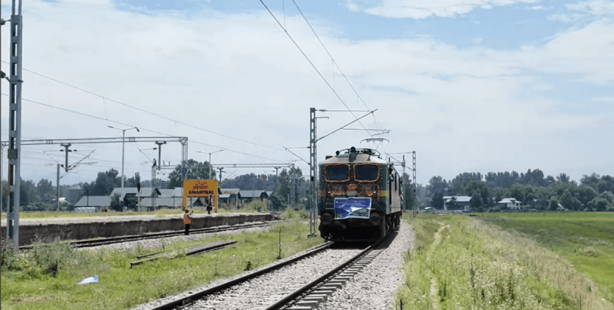 First freight train reaches south Kashmir's Anantnag district train