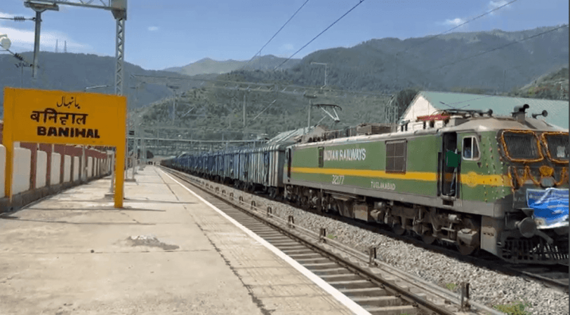 First freight train to Anantnag crossing Banihal railway station Train