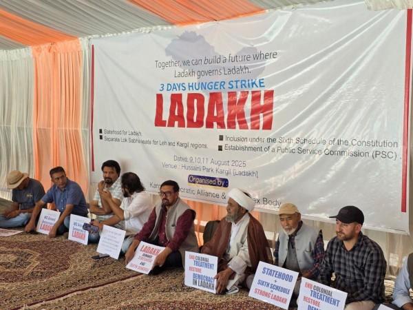 Second day of the three-day hunger strike started in Kargil in support of four demands. Ladakh