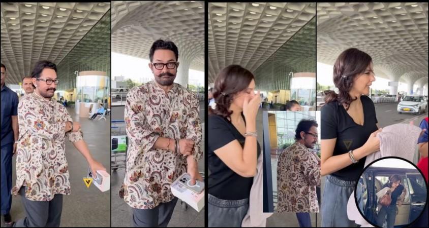 Aamir Khan greets paps with salaam as girlfriend Gauri Spratt hides face while jetting off for vacation Aamir Khan greets paps with salaam as girlfriend Gauri Spratt hides face while jetting off for vacation