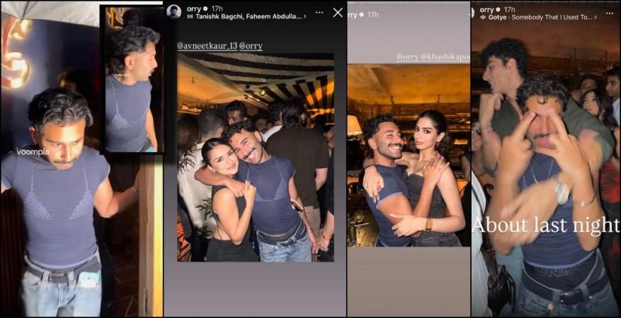 Orry trolled for wearing bold bralette printed body-hugging t-shirt at Party with Avneet Kaur, Khushi Kapoor