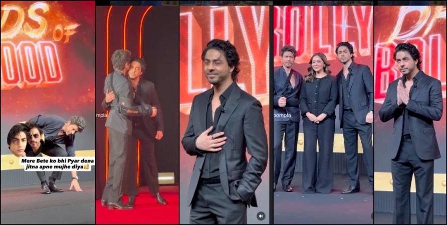 'Mere Bete Ko Bhi Pyaar Dena': SRK hugs Aryan Khan, gets emotional at his son's debut film The Bad**s of Bollywood preview event