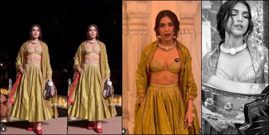 Bhumi Pednekar goes bold in golden bralette-lehenga; netizens say she's holding her breath to flaunt her abs Bhumi Pednekar goes bold in golden bralette-lehenga; netizens say she's holding her breath to flaunt her abs