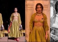 Bhumi Pednekar goes bold in golden bralette-lehenga; netizens say she's holding her breath to flaunt her abs