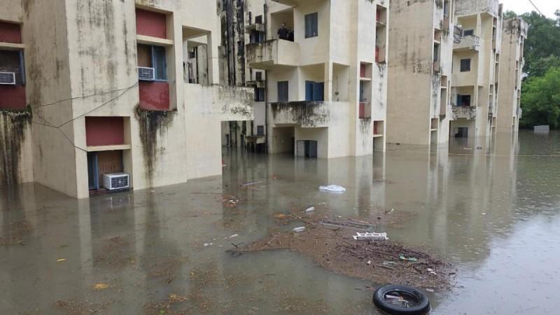 A view of the hostel of IIIM Jammu flood