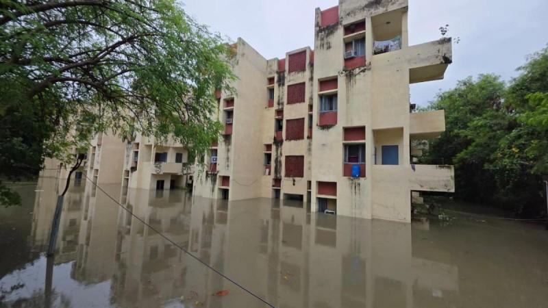 A view of the hostel of IIIM Jammu flood