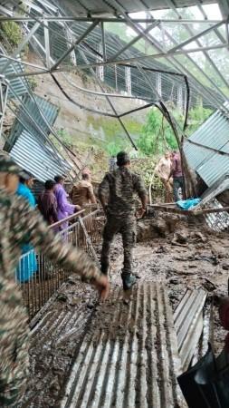 A view of the ongoing rescue operation on the track of Mata Vaishno Devi Shrine after deadly landslide landslide