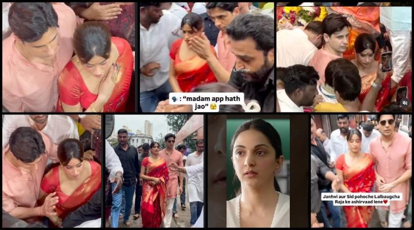 Sidharth Malhotra holds Janhvi Kapoor close as she gets scared amid crowd during Lalbaugcha Raja darshan; fans say 'Kiara is watching you' Sidharth Malhotra holds Janhvi Kapoor close as she gets scared amid crowd during Lalbaugcha Raja darshan; fans say 'Kiara is watching you'