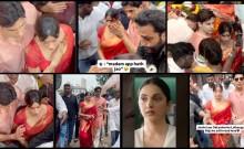 Sidharth Malhotra holds Janhvi Kapoor close as she gets scared amid crowd during Lalbaugcha Raja darshan; fans say 'Kiara is watching you'