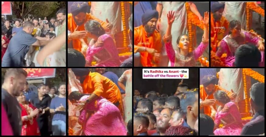 Ganpati Visarjan: Radhika Merchant's bodyguard shields her during flower battle with Anant Ambani; Salman Khan protects his nephew from loud dhol beats Ganpati Visarjan: Radhika Merchant's bodyguard shields her during flower battle with Anant Ambani; Salman Khan protects his nephew from loud dhol beats