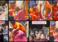 Ganpati Visarjan: Radhika Merchant's bodyguard shields her during flower battle with Anant Ambani; Salman Khan protects his nephew from loud dhol beats