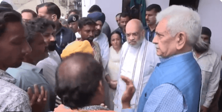 Union Home Minister Amit Shah interacting with villagers of Mangu Chak in Jammu Amit Shah