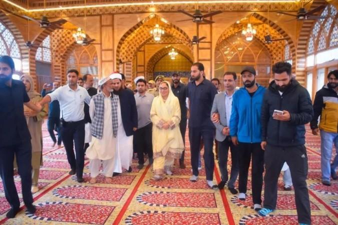 Jammu and Kashmir Waqf Board chairperson Dr Darakhshan Andrabi during inauguration of renovated Hazratbal Dargah. Dr Darakhshan Andrabi