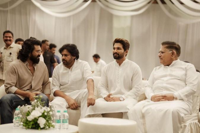 Ram Charan also attended the event to pay respects to his grandmother. pedda karma of Allu Kanakaratnam