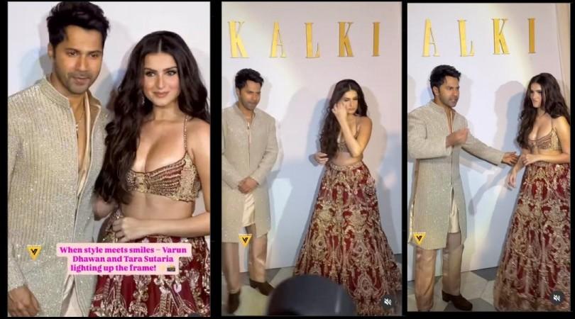Tara Sutaria looks uncomfortable posing with Varun Dhawan; fans ask how she's breathing in tight-fitted bralette Tara Sutaria looks uncomfortable posing with Varun Dhawan; fans ask how she's breathing in tight-fitted bralette