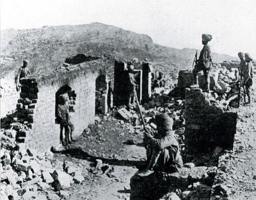Fort Saragarhi (Saragarhi) in Ruins, Showing the Main Entrance and Fort Lockhart in the Distance' Fort Saragarhi (Saragarhi) in Ruins, Showing the Main Entrance and Fort Lockhart in the Distance'