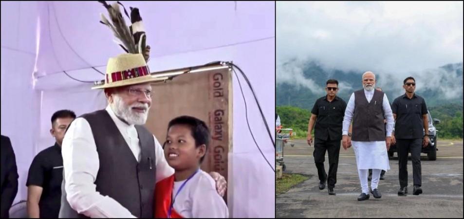 PM Modi braves rain, meets Manipur violence victims in Churachandpur; lays foundation for projects PM Modi braves rain, meets Manipur violence victims in Churachandpur; lays foundation for projects