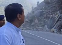 Garhwal MP Anil Baluni narrowly escapes landslide on Badrinath Highway