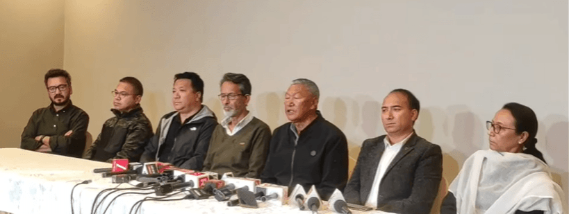 File picture: Co-chairman of Leh Apex Body Cherring Dorjey addressing a press conference at Leh after Ladakh Police arrested climate activist Sonam Wangchuk Cherring Dorjey