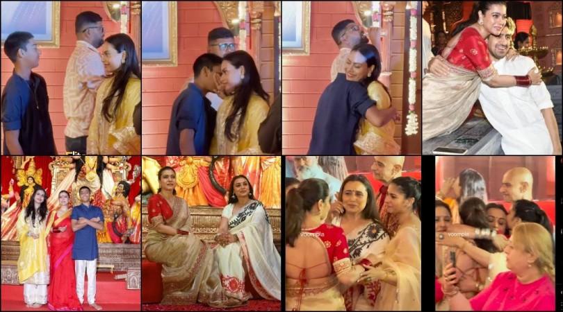 Teary-Eyed Rani, Kajol hug Ayan Mukerji as they remember Deb uncle; siblings Yug and Nysa bond at pandal during Durga Puja Festivities