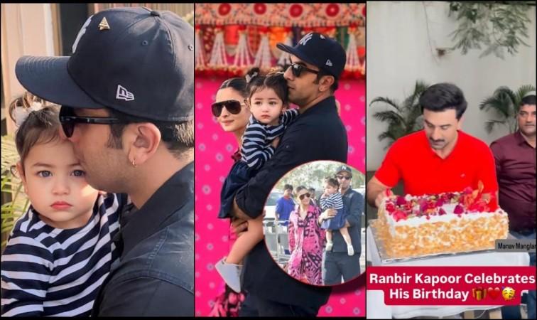 'Lot of grey in my beard': Ranbir Kapoor celebrates birthday with fans; cuts cake; Raha screaming, crying in background steals attention