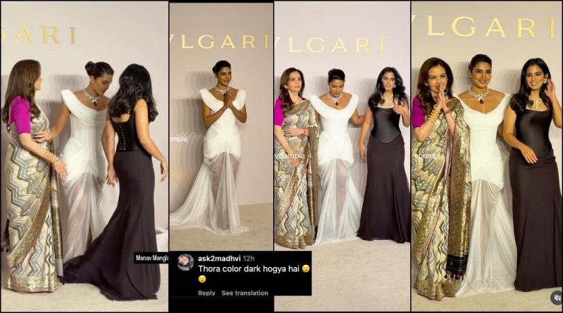 Bvlgari event: Nita Ambani looks visibly annoyed as Priyanka Chopra keeps changing sides, causing chaos during photo-op; netizens notice her dark makeup Bvlgari event: Nita Ambani looks visibly annoyed as Priyanka Chopra keeps changing sides, causing chaos during photo-op; netizens notice her dark makeup