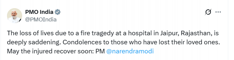 Eight killed in ICU fire at SMS Hospital in Jaipur; CM orders probe, PM modi expresses grief Eight killed in ICU fire at SMS Hospital in Jaipur; CM orders probe, PM modi expresses grief