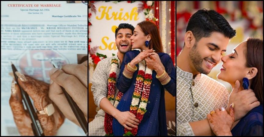 'Two faiths, one script': Saaraa Khan ties the knot with actor Krish Pathak in court marriage under Special Marriage Act 'Two faiths, one script': Saaraa Khan ties the knot with actor Krish Pathak in court marriage under Special Marriage Act