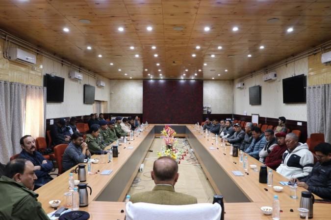 Chief Secretary Ladakh Pawan Kotwal chairing a meeting with civil society Leh CS Ladakh
