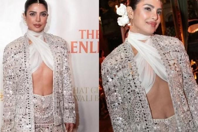 Priyanka Chopra white pantsuit at Diwali bash Priyanka Chopra white pantsuit at Diwali bash