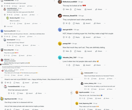 This is what the comment section of the Reddit post looked like. Aneet Padda-Ahaan Panday